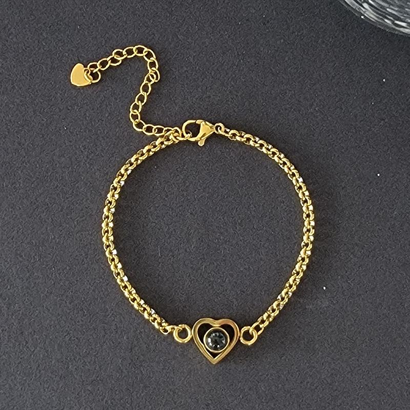 Silver/Gold Color Projection Photo Heart Bracelet with Stainless steel a chain Heart Bracelet Bangle Jewelry for Men Women