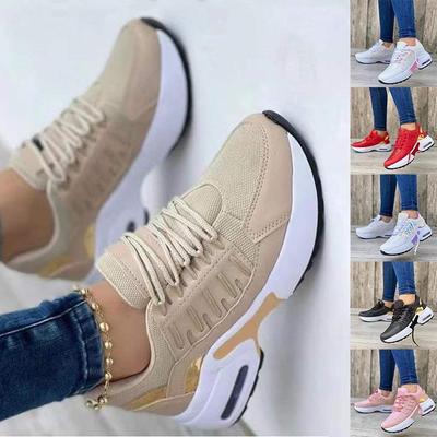 Кроссовки на танкетке, новая мода, повседневная спортивная обувь больших размеров, женская дышащая сетчатая обувь на шнуровке, женская вулканизированная обувь
