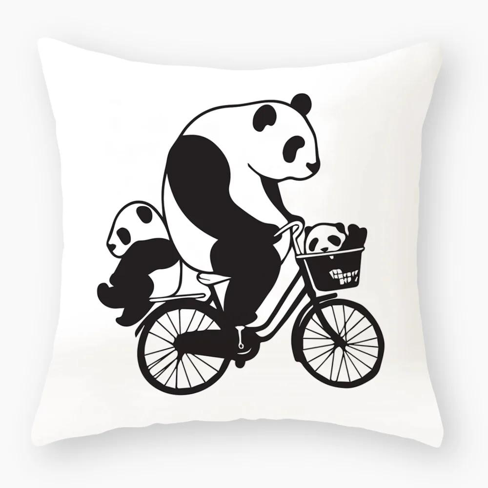 Прекрасный чехол для подушки с принтом панды для дивана, домашний декор автомобиля, милая наволочка с дикими животными, мягкая короткая плюшевая наволочка