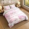 3Pcs Bedding Set Custom Name Text, 1 Sheet 2 Pillowcases Home Bed DecorMy Melody