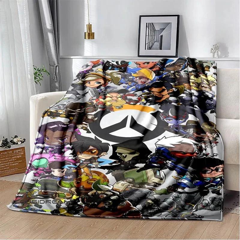 Модное Игровое Одеяло с Принтом Overwatch Фланелевое Теплое Для Пикника Мягкое и Удобное Покрывало День Рождения
