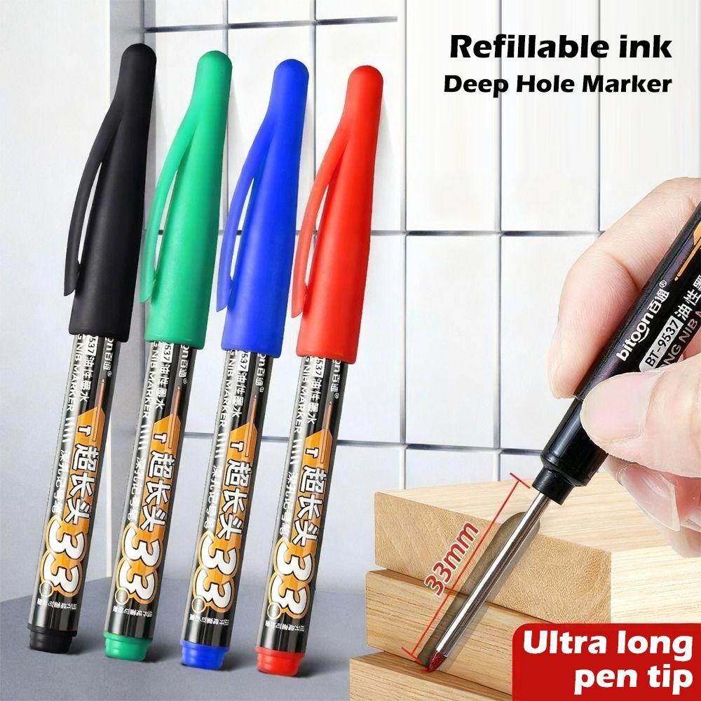 5pcs/set 33mm Deep Hole Long Head Marker Pens Oil-Based Ink Woodworking Markers Woodworking Tools