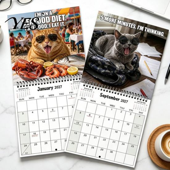 Practical Home Office Supplies Funny Animal Wall Calendar 2027, 12 Months Jan. to Dec., Spiral Bound Hanging Planner Calendar, Monthly with