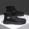 Мужская повседневная кожаная обувь в британском стиле 2024Новая модная и удобная обувь до щиколотки Мягкая подошва Противоскользящая Высокий верх Спортивная обувь