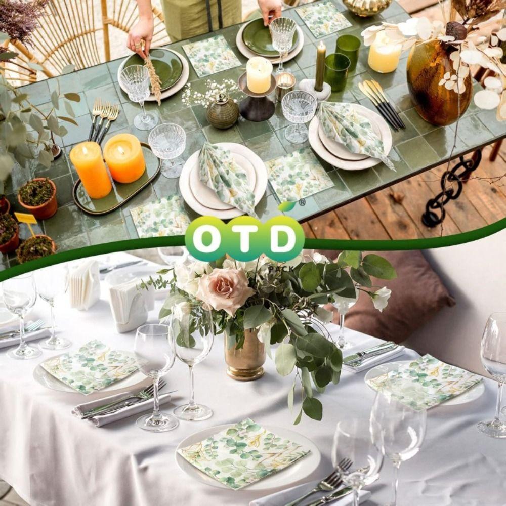 Elegant Disposable Paper Napkins Green Hotel Tableware Restaurant Hand Towels  Birthday
