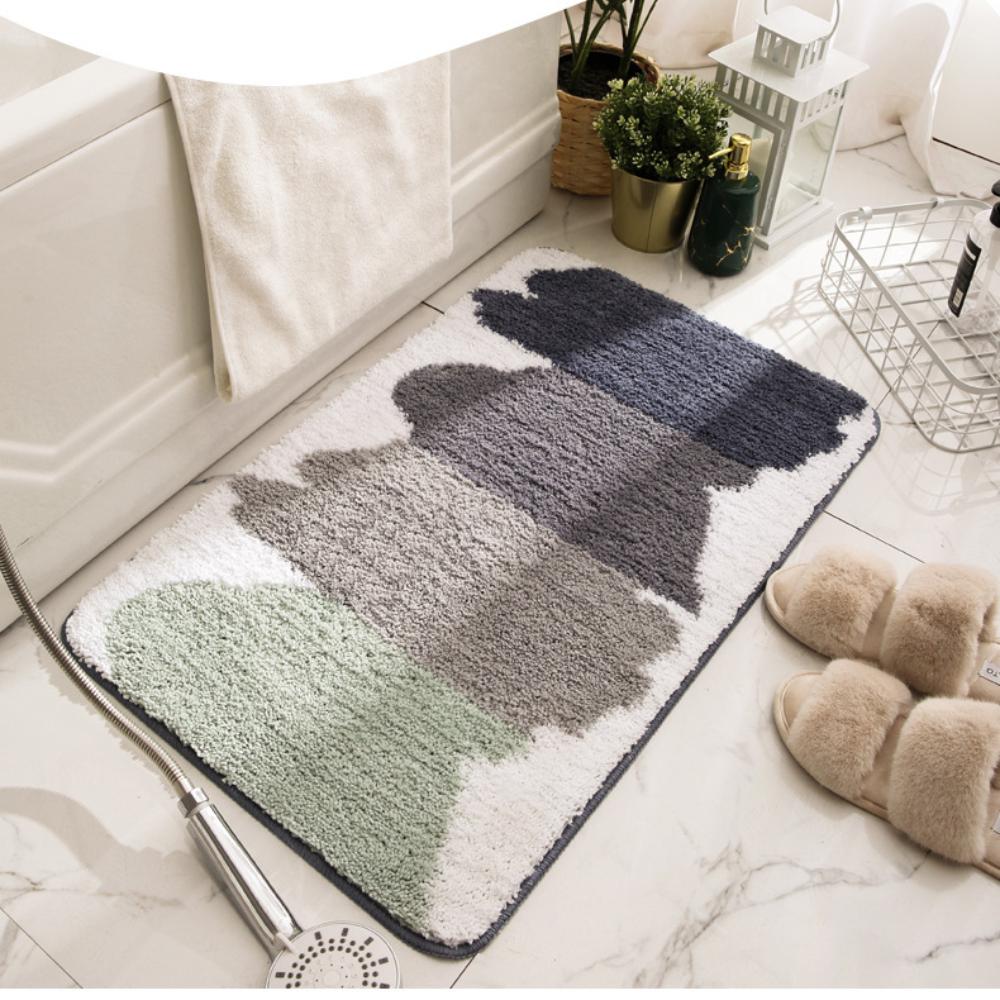 Коралловый флисовый тисненый коврик для ванной комнаты из кашемира, нескользящие ковры для ванной, коврик для ванной, коврик для двери в душевую кабину, пена с эффектом памяти, 3D-подложка