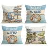 4 Pcs Coastal Beach Single-Sided Printed Pillowcase Cushion Cover,Suitable For Living Room,Bedroom,Car Decoration