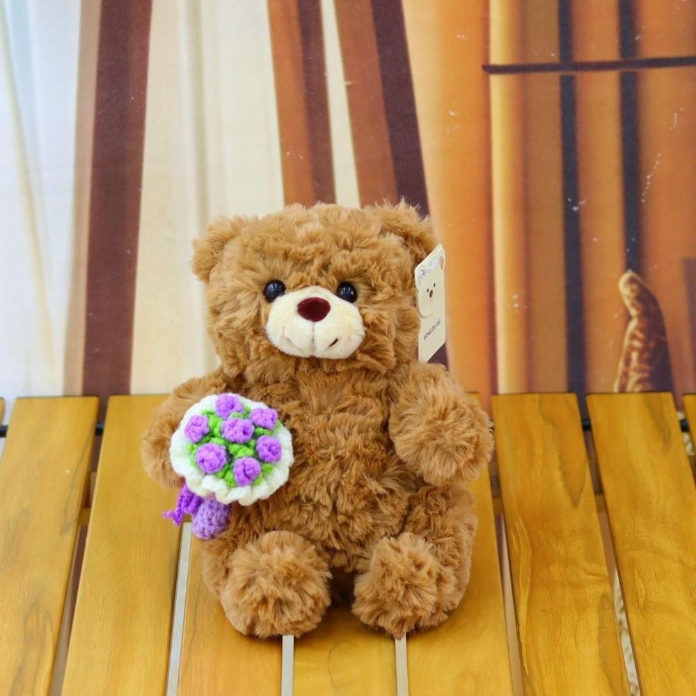 Romantic Bear Wear Rose Doll Woven Valentine's Day Ornament Gifts for Kids Rose Bear Doll  Shop
