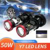 Y7 50 Вт Canbus H4 светодиодный проектор мини-объектив H4 Bi-LED линзы автомобильные лампы дальнего/ближнего света левая фара с правым рулем 12 В турбовентилятор налобный фонарь