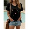 Women's T Shirt Casual Floral Cow Print Short Sleeve Regular Tops V Neck Daily Brown Summer