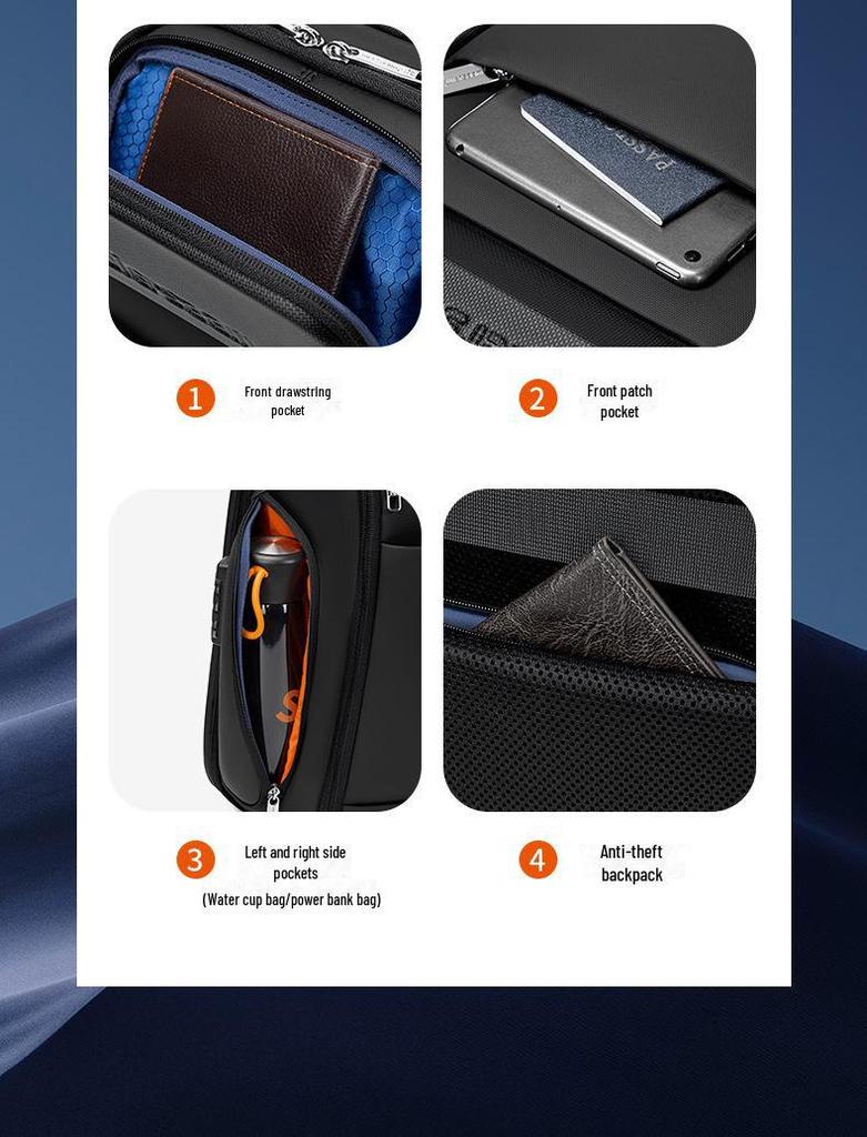 Men's Waterproof Anti-Theft Business Backpack - Large Capacity & Multi-Function with Password Security for Travel