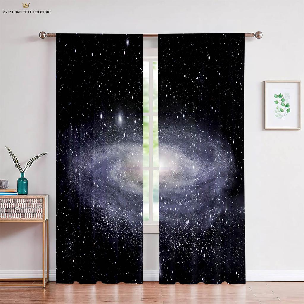 Фэнтези Звездное Небо Планета Вселенная 3D Печатные Шторы, Спальня, Гостиная, Кабинет, Реалистичная Атмосфера, Декоративные, 2 шт.