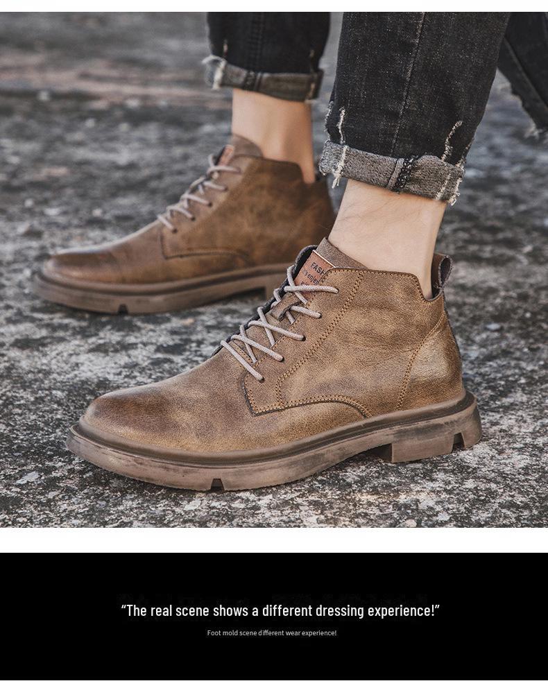 Мужские кожаные ботинки Martin средней высоты — повседневная рабочая обувь в британском стиле на весну/осень