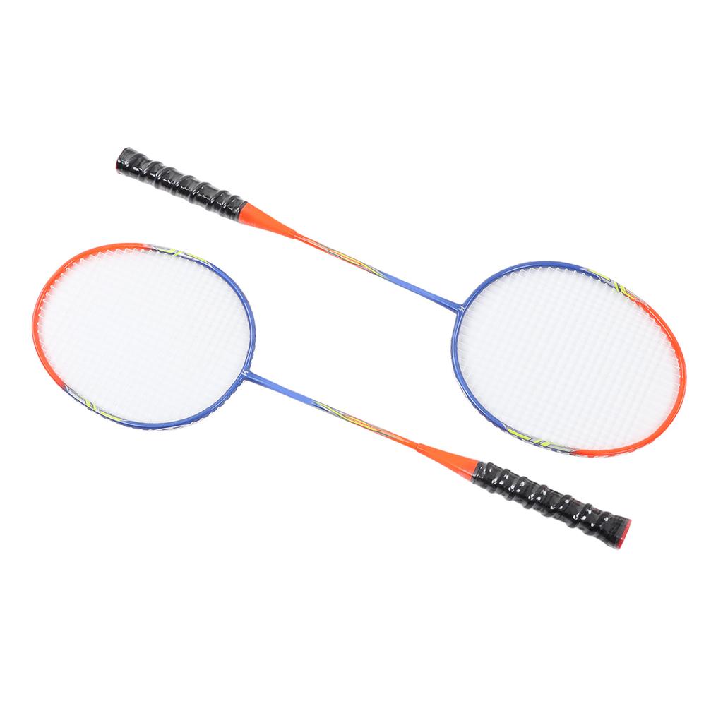 2 Pcs Badminton Racket Ferroalloy One Piece Skidproof Handle Orange Badminton Racquets Set for
