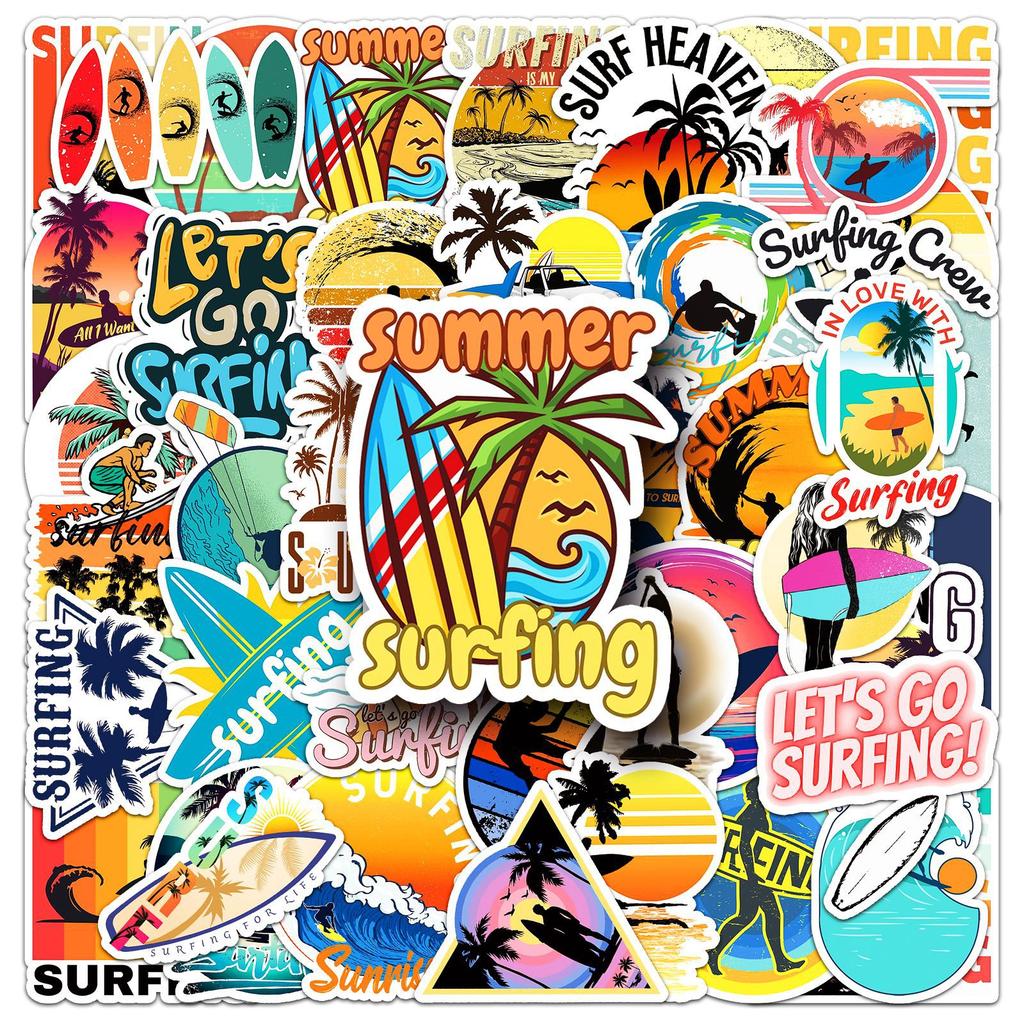 50 Surfing Graffiti Stickers Personalized Sports Decoration Mobile Phone Surfboard Suitcase Water Cup Stickers
