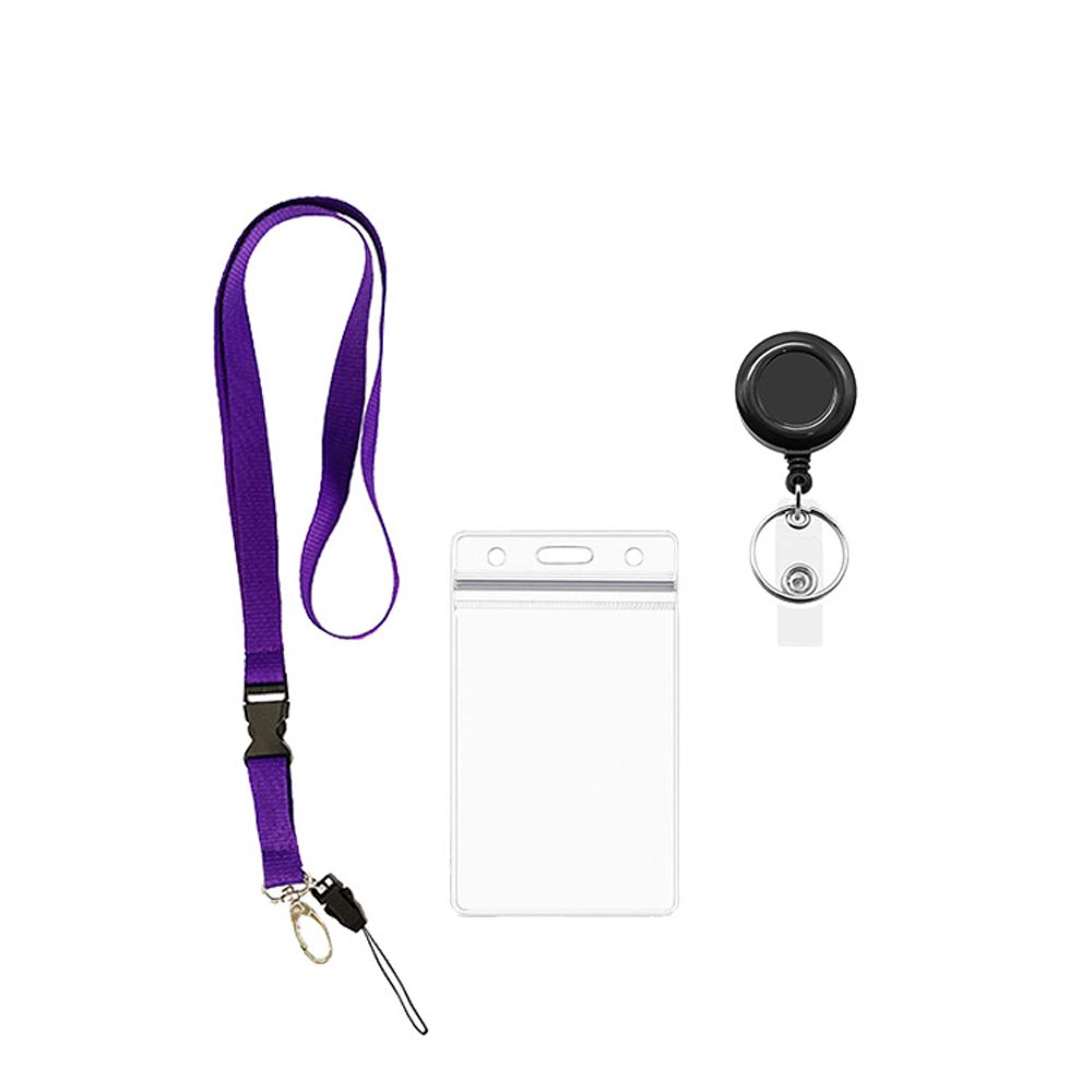 Clip Business Card ID Card Holder Badges Set Lanyard Name Card Holder Retractable Badge Holder