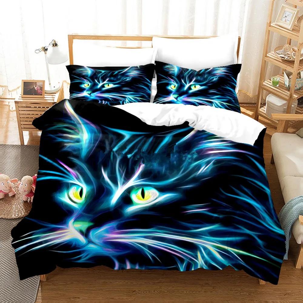 3D Cute Wolves Cat Dog Print Bedding Set Cute Duvet Quilt Cover Wild Animal Tribal Bed Cover With Pillowcases Custom Bed Linen