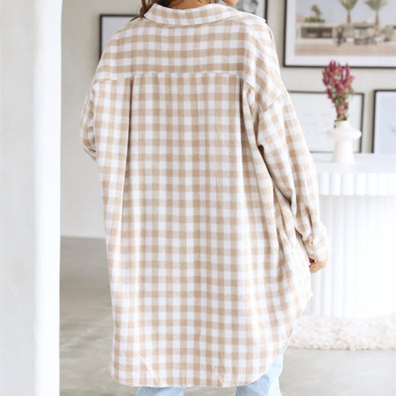 GMXIA Женская мода, повседневные клетчатые принты, осенне-зимние кардиганы с длинными рукавами, пальто