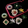 Fashion Small Flower Brooches Pins Luxury Micro-zircon Personality Snowflake Corsage Emerald Geometry Badge Female Accessories