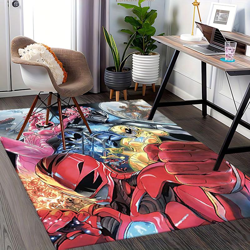 1 шт. Коврик для офисного кресла с дизайном из аниме и мультфильмов Power Rangers, нескользящий ковер для домашнего декора, гостиной, спальни, игровой комнаты - Идеальный подарок для фанатов.T017