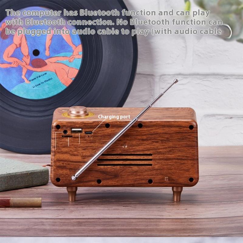 Ретро Портативная Беспроводная Bluetooth Колонка Высококачественный Мощный Стерео Звуковой Ящик MP3 Плеер Маленький Винтажный FM Перезаряжаемый