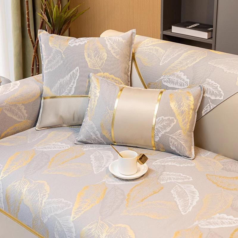Новый европейский легкий роскошный чехол для дивана с золотым краем, подушка для сиденья, современный простой нескользящий чехол для дивана на все сезоны
