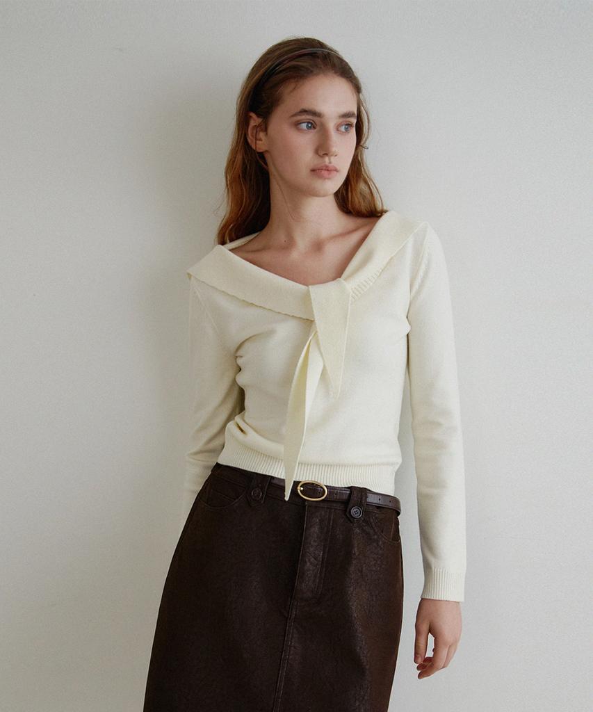 HANE Sailor Collar Slim Fit Knit_Vanilla
