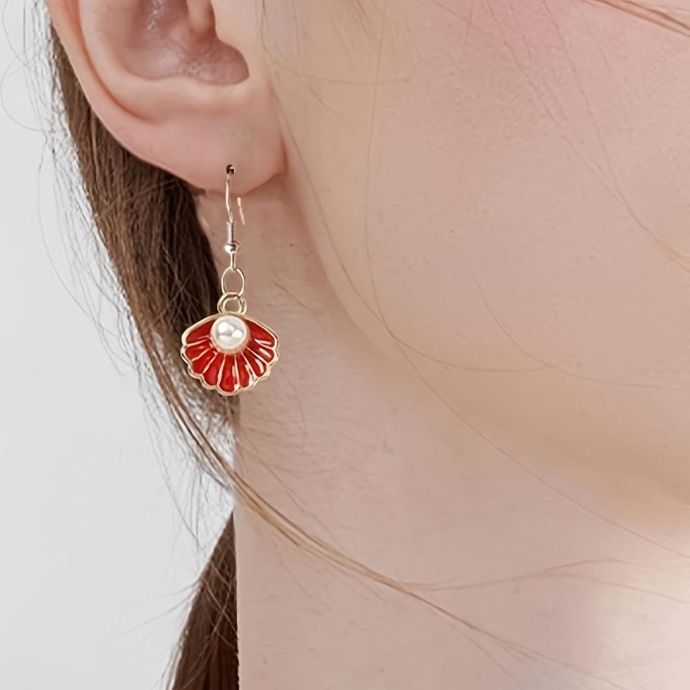 10/20/30pcs Alloy Material 8-color Clam Shell Pendant with Plastic Decorative Beads, Used for Necklace and Jewelry Making