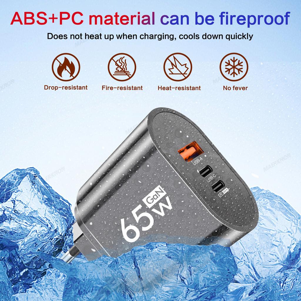 GaN USB Type C Charger 65W PD Fast Charge Adapter Mobile Phone Quick Charger For iPhone Samsung Xiaomi Wall Charger Plug