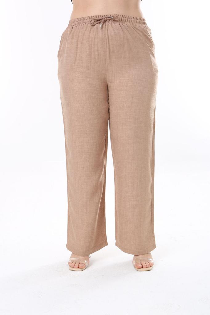 Женские стильные брюки больших размеров, льняные удобные брюки с эластичной резинкой на талии, большие размеры