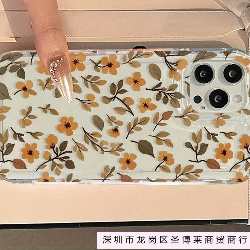 Подходит для чехла мобильного телефона iPhone 15 ins свежие листья цветок яблоко 11/12 противоударный 13/14promax женский 7