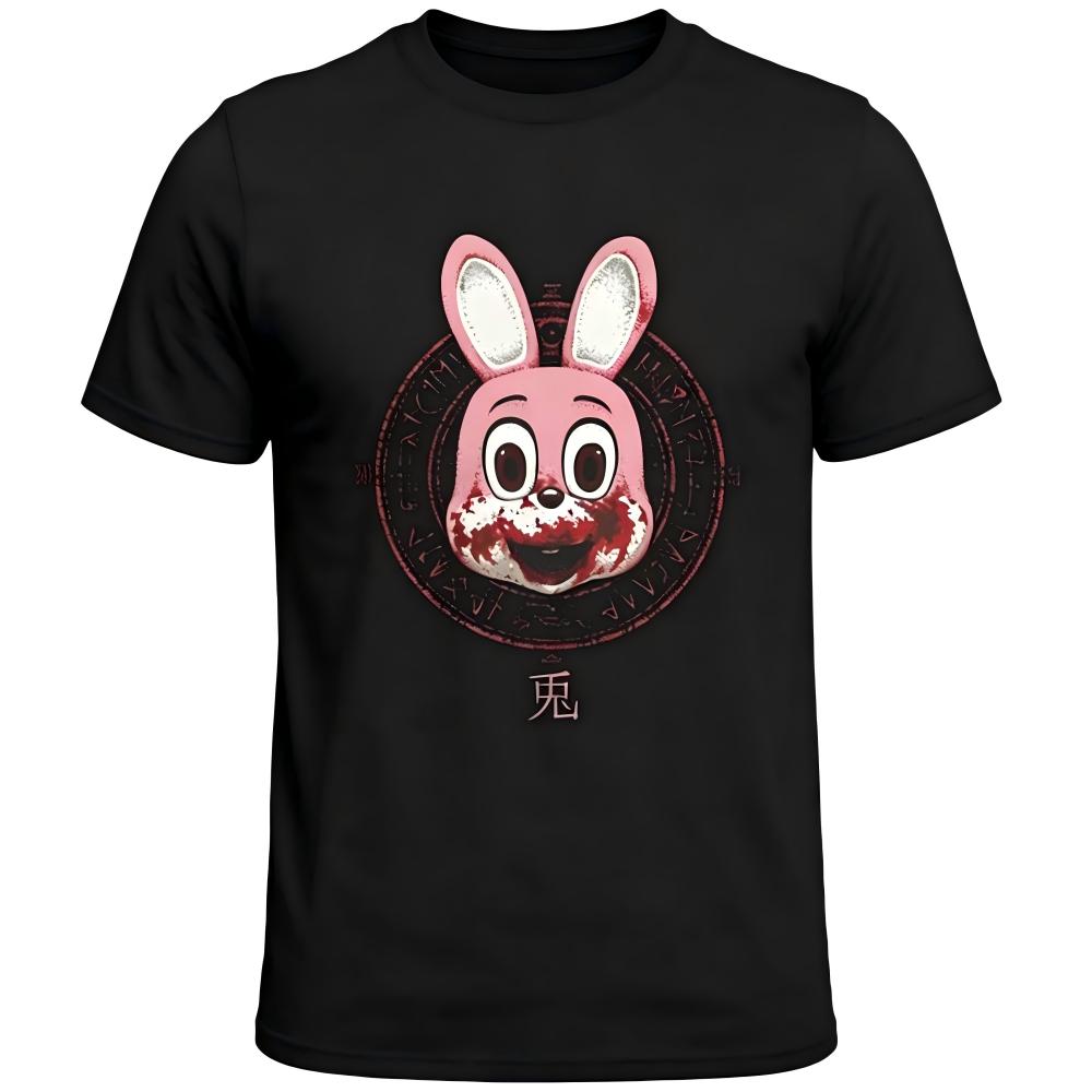 Horror Robbie the Rabbit Silent Hill Black Graphic T-Shirt