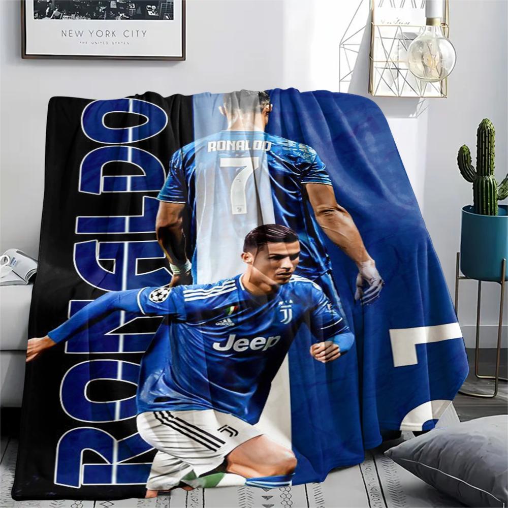 1Pc C Ronaldo Print Flannel Blanket, High quality Comfortable for All Seasons, Home Decor, Warmth and Comfort, Perfect for Christmas GiftS