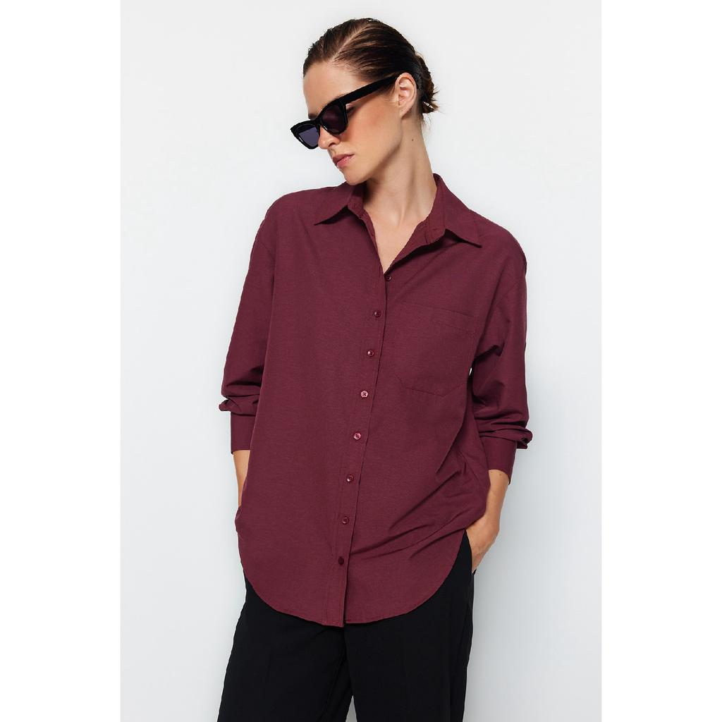 Белая рубашка-бойфренд с одним карманом/широкая хлопковая рубашка Twoaw20go0115