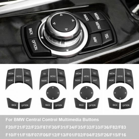 Black ABS Car Central Media Button Repalce Trim For BMW 1 3 5 7 F20 F30 F10 F01
