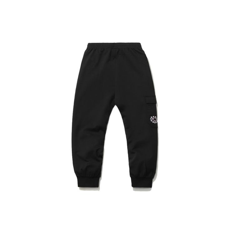 Li Ning Sports Fashion Series Узорчатые трикотажные спортивные штаны с манжетами Женские штаны Черные AKLR174-1