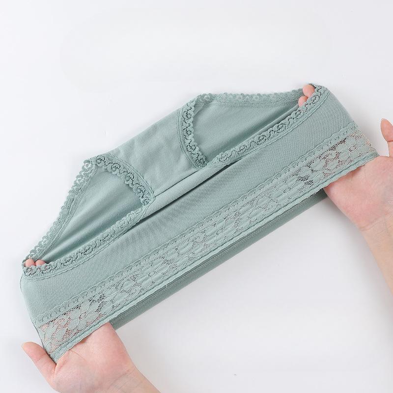 Дышащее женское нижнее белье из чистого хлопка, приятное для кожи, со средней талией, однотонное, сексуальное, кружевное, удобные женские трусики с треугольными чашечками