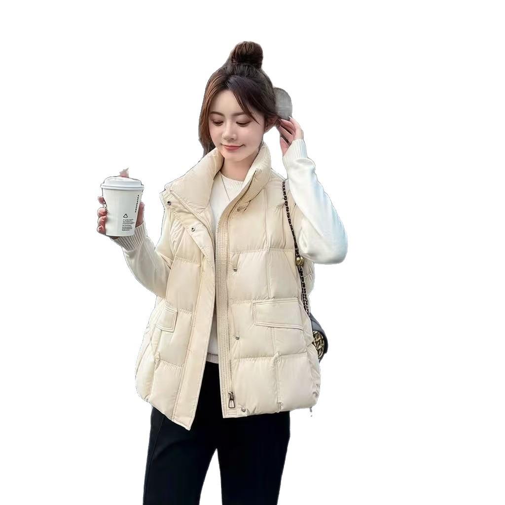 Autumn and winter new stand-up collar down cotton vest women's thickened bread clothes trendy outer wear vest jacket vest
