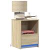 VidaXL Bedside Cabinet with LED Lights Sonoma Oak, Side Table, Bedside Cabinet, Nightstand for Bedroom, 852023