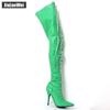 Сапоги выше колена JIALUOWEI, гибкие матовые высокие сапоги до бедра из искусственной кожи на высоком каблуке 12 см со шнуровкой и молнией в промежности