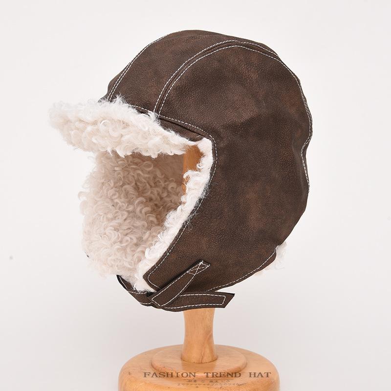 Шапка-авиатор Thunderbolt из овечьей шерсти для мужчин и женщин, зимняя теплая утолщенная защитная кепка из искусственной кожи для езды на велосипеде в холодную погоду