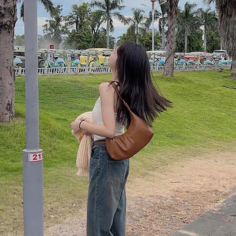 Monochromatic Suede Women's Shoulder Bag Versatile Retro Travel Bag Simple and New