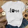 Love Paws Print Casual T-Shirt Women T Shirt Summer Casual Short Sleeve Harajuku Tops Unisex Tops(Premium T-shirt)