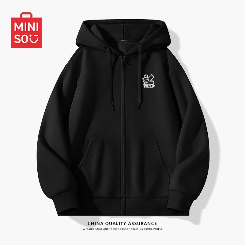 MINISO Men's American Casual Loose Fit Zip-Up Hoodie