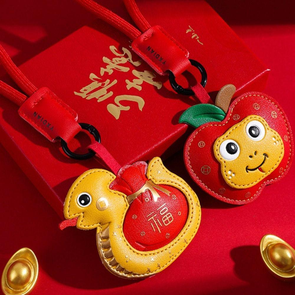 Hanging New Year Keychain Leather Spring Festival Pendant Cartoon Snake Pendant Men