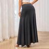 Women Maxi Skirt Elastic High Waist A-Line Long Skirt Solid Color Design Casual Knitting Skirt Spring Autumn Daily Wear