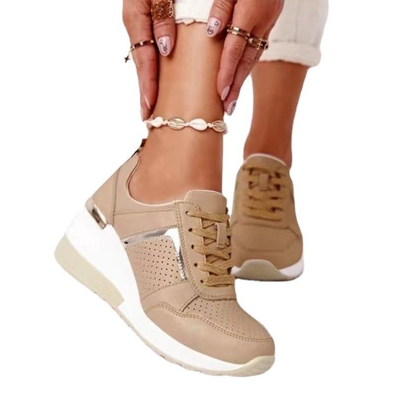 Fashion Women's Shoes 2025 Summer Wedge Platform Casual Shoes Women Lace Up Sports Shoes Woman Plus Size Non Slip Breathable Sneaker