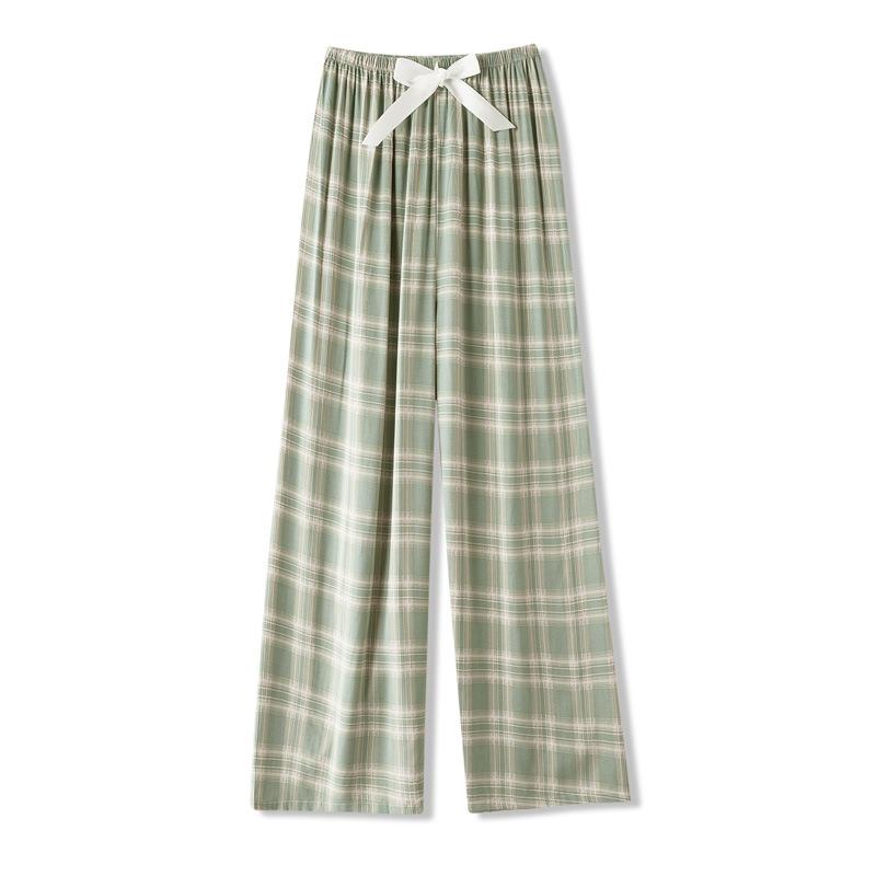 Cotton and silk family summer women's cotton and silk pajama pants high waist wide leg pants thin single wear can be worn outside home pants