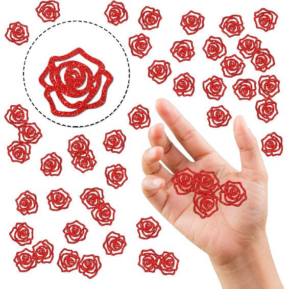 Rose Flower Confetti Red Glitter, Women Mom Birthday Table Confetti, Wedding Anniversary Paper Scatter, Engagement Show Love Party Table Decorations,