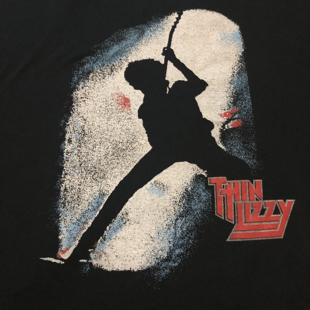 Vintage THIN LIZZY PHIL LYNOTT Short Sleeve Black Cotton S-234XL Unisex ND147